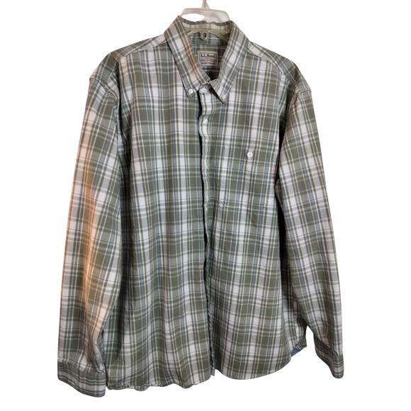 L.L.Bean Other - M565) L.L Bean Men's Traditional Fit green White Plais Long Sleeve Shirt Large?